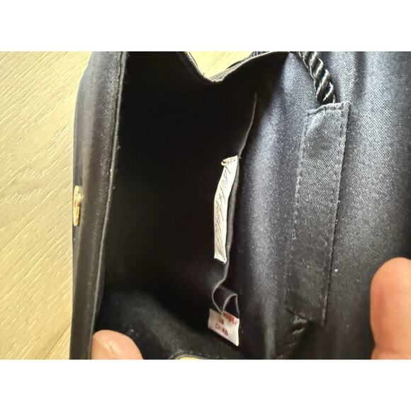 Vintage 80’s Lord and Taylor Black Textured Small Rope Tassel Crossbody Bag - Picture 9 of 12